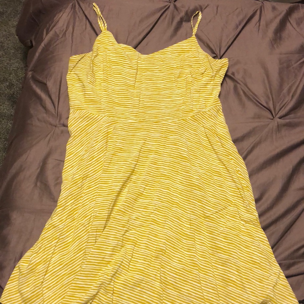 Yellow and white striped dress